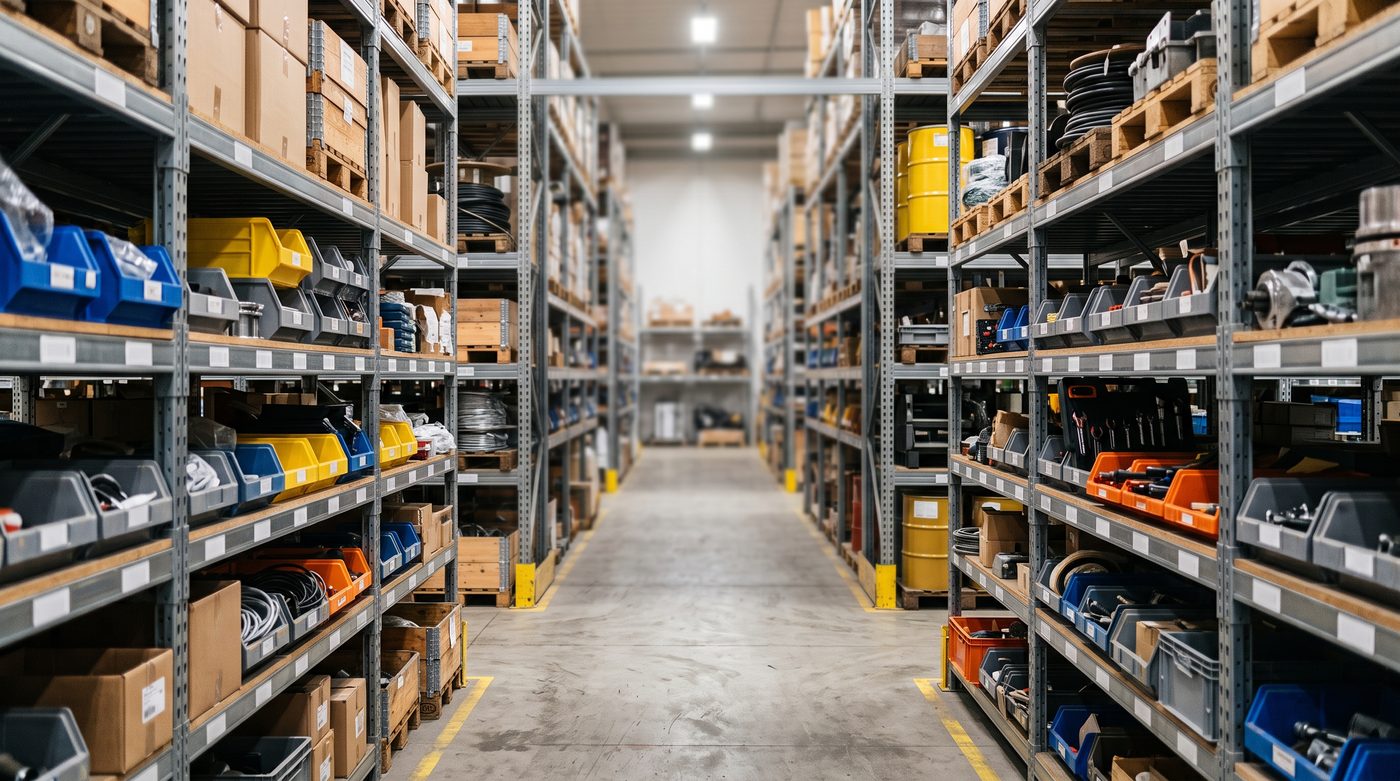 Variety of well-organized products on racks.