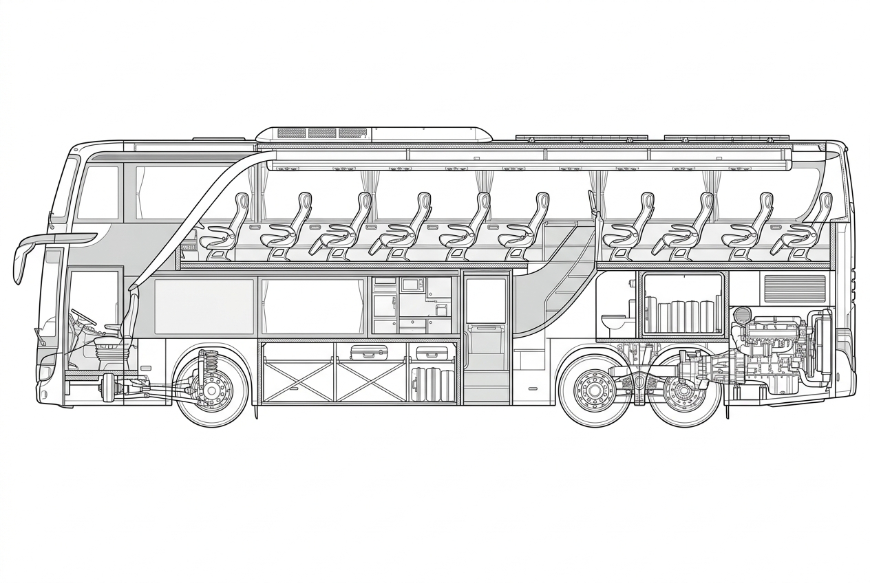 Long-distance coach schematic